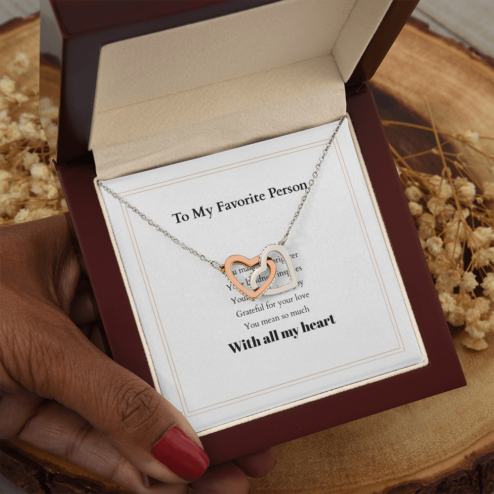 Personalized Interlocking Hearts Necklace with Custom Message Card – A Meaningful Gift for the Woman You Love