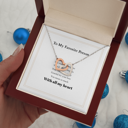 Personalized Interlocking Hearts Necklace with Custom Message Card – A Meaningful Gift for the Woman You Love