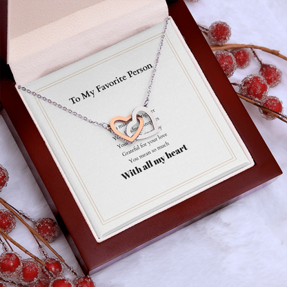 Personalized Interlocking Hearts Necklace with Custom Message Card – A Meaningful Gift for the Woman You Love