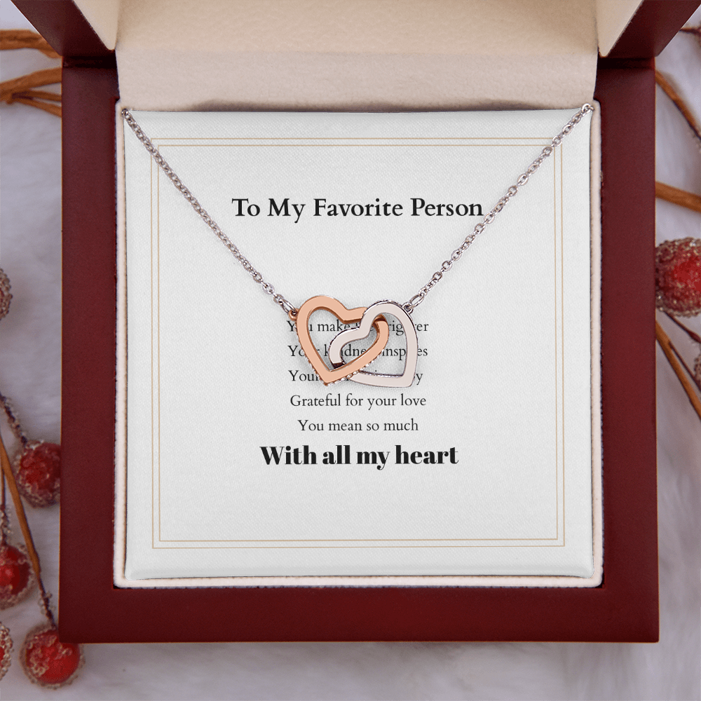 Personalized Interlocking Hearts Necklace with Custom Message Card – A Meaningful Gift for the Woman You Love