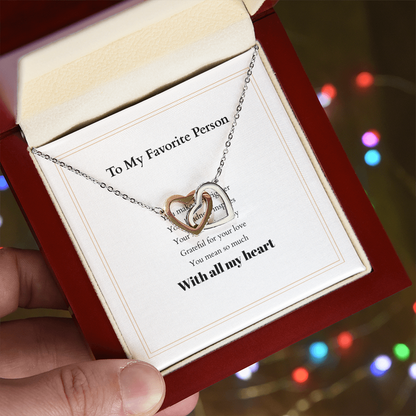Personalized Interlocking Hearts Necklace with Custom Message Card – A Meaningful Gift for the Woman You Love