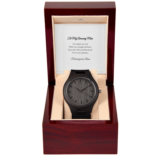 Wooden Watch — with Personalized Message Card
