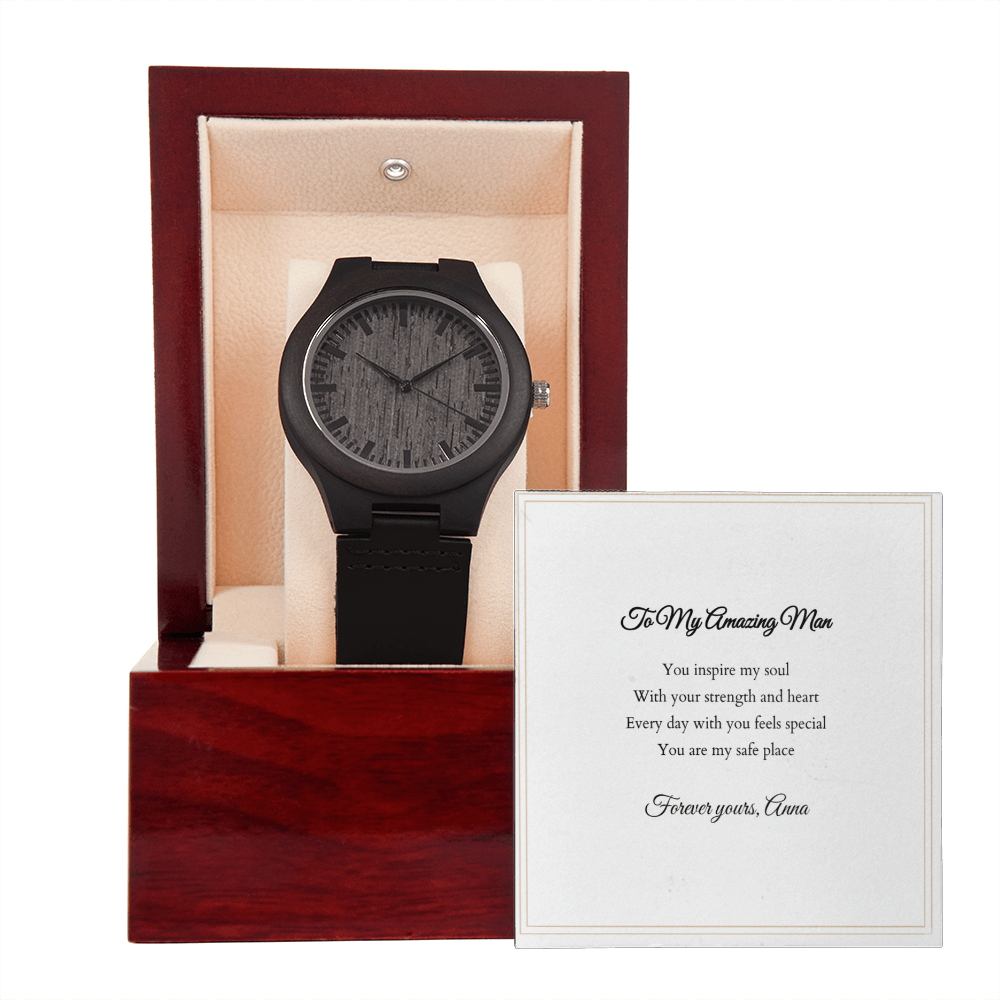 Wooden Watch — with Personalized Message Card
