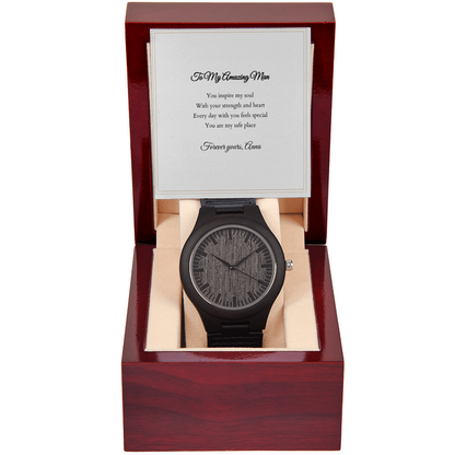 Wooden Watch — with Personalized Message Card