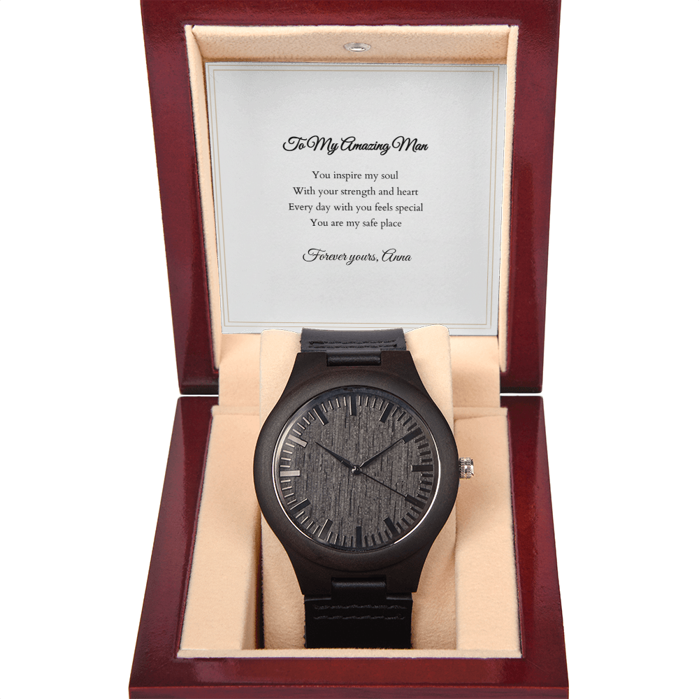 Wooden Watch — with Personalized Message Card