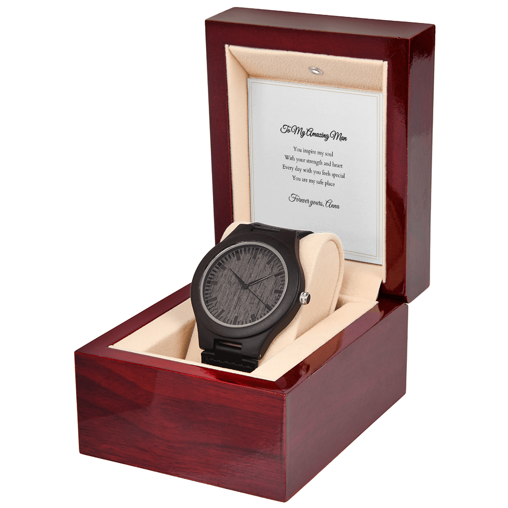 Wooden Watch — with Personalized Message Card