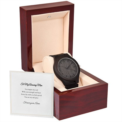 Wooden Watch — with Personalized Message Card