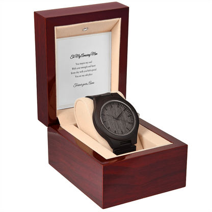Wooden Watch — with Personalized Message Card