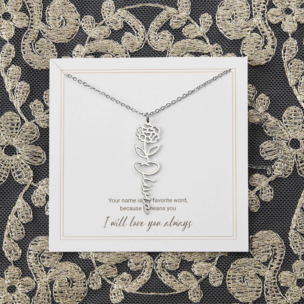 Personalized Flower Name Necklace – A Unique and Meaningful Gift for Her