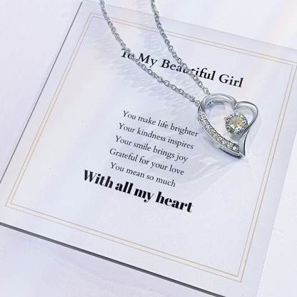Forever Love Necklace with Custom Message Card – Personalized Gift for Her