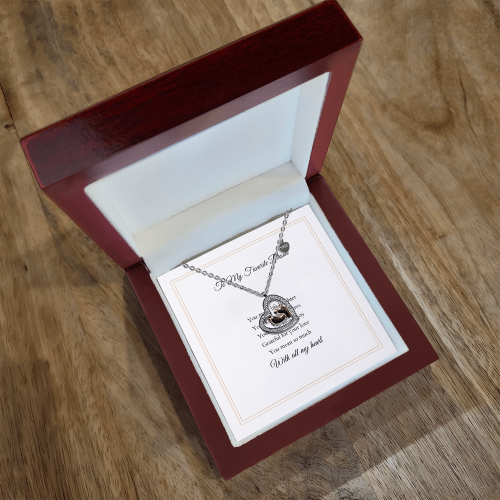 The Baby Feet Heart Necklace with Custom Message Card