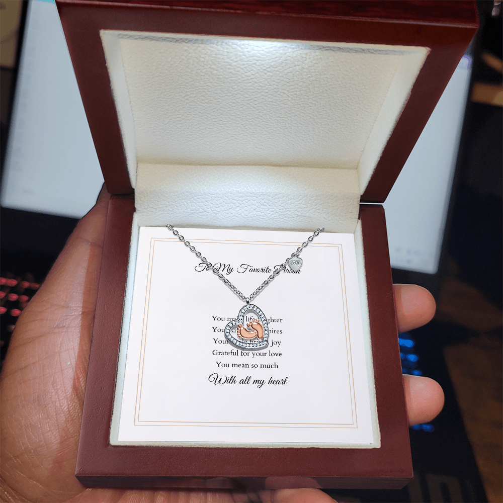 The Baby Feet Heart Necklace with Custom Message Card