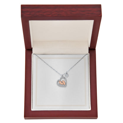 The Baby Feet Heart Necklace with Custom Message Card