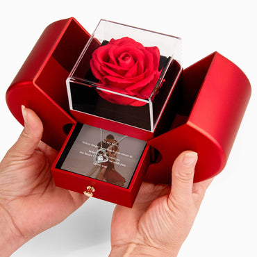 Forever Love Necklace with Red Heart Rose Box