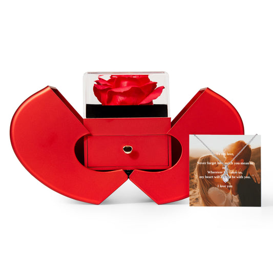 Alluring Beauty Necklace with Red Heart Rose Box