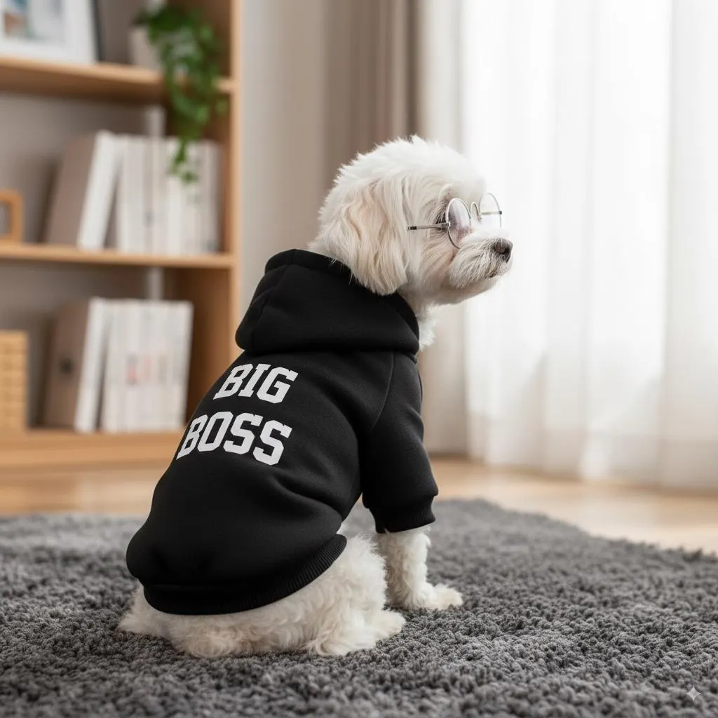 Funny Dog Hoodie – “BIG BOSS” – Cozy Pet Sweater – Gift for Pet Parents